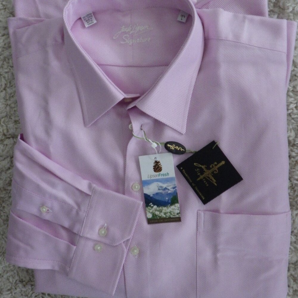 Jack Lipson Signature Men's Long Sleeve Dress Shirt Size L/18.5 Pink Dressy New - Picture 2 of 12